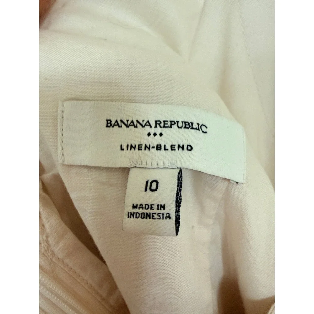 Banana Republic Cream Linen Blend Sleeveless Romper Tie Back Size 10 Womens